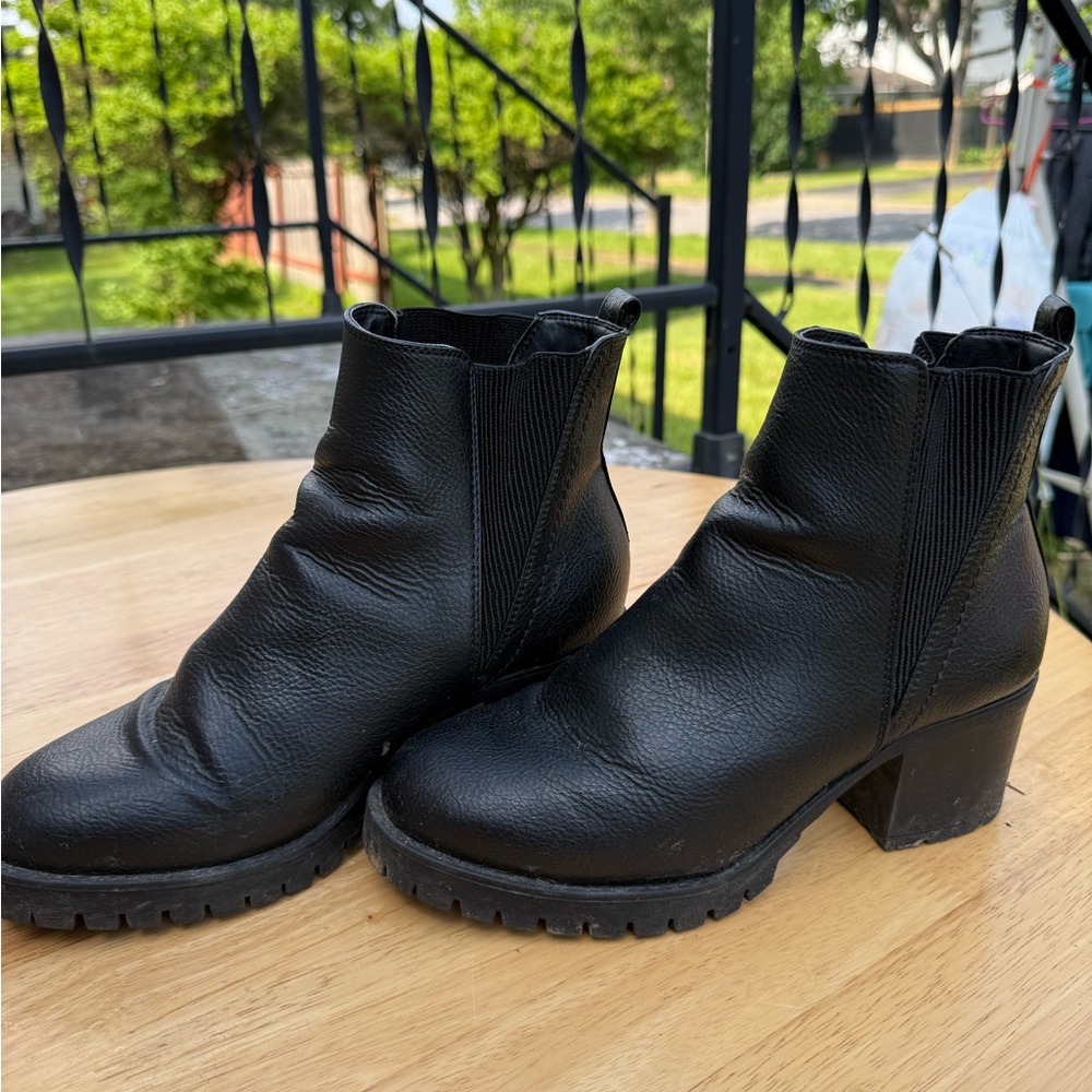 Black Leather Ankle Booties